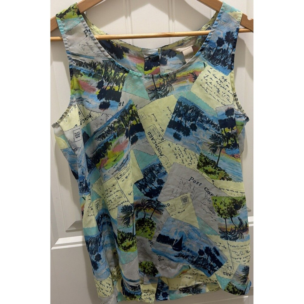 Banana Republic Women’s Tropical Postcard Tank Top S Scoop Neck Vacation
